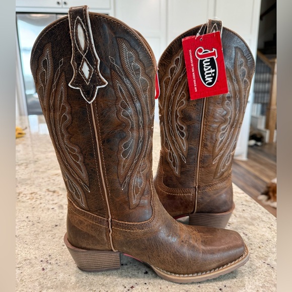 Justin Boots Women’s Western Cowboy Dark Brown Heeled Boots - Picture 4 of 13